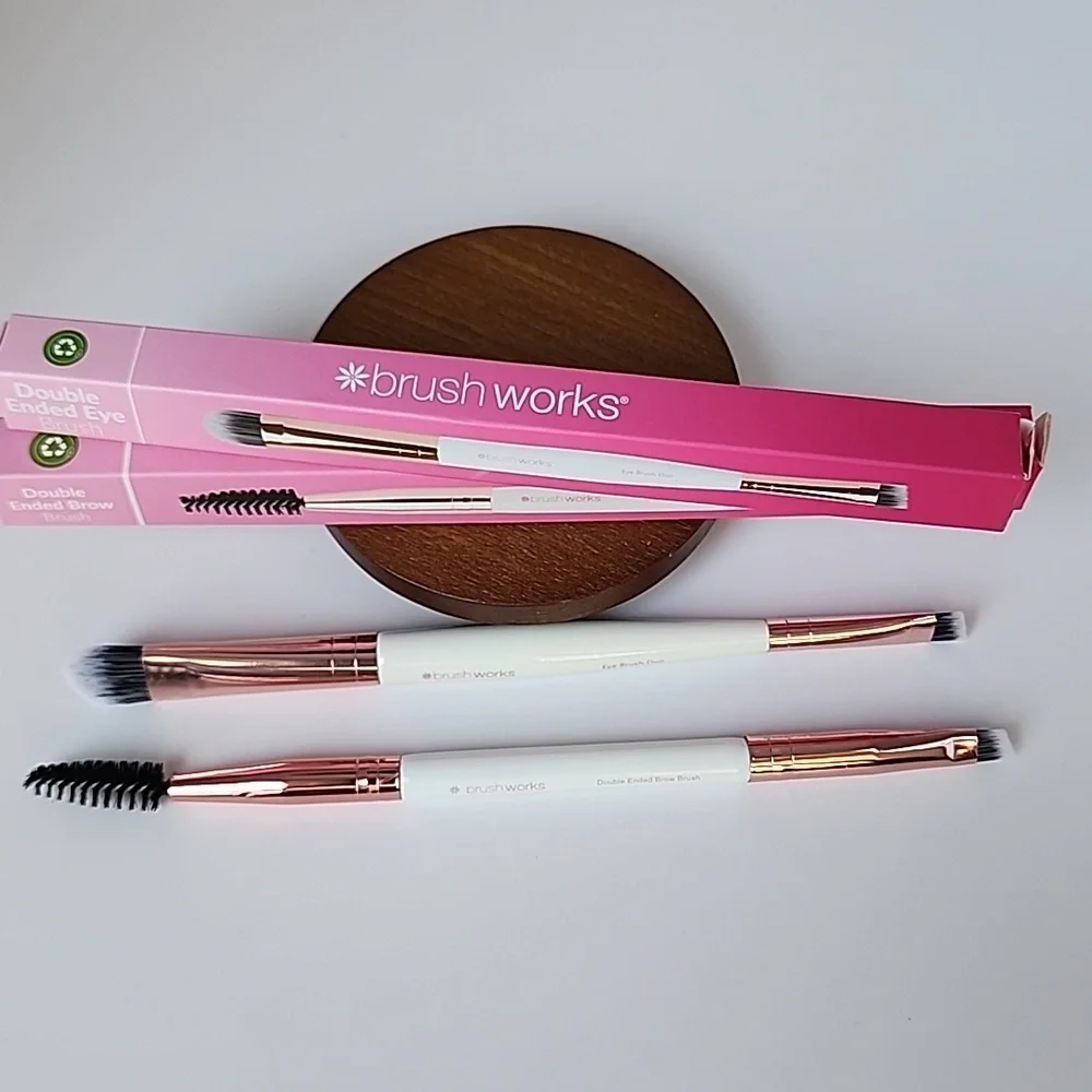 Brush Works Set - Double Ended Eye Brush & Double Ended Brow Brush